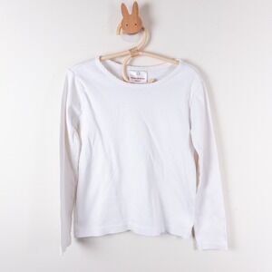 Hanna Andersson Long Sleeve Tee Kids 6-7 White Pima Cotton Top Classic Basics